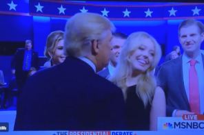 Watch Tiffany Squirm Away From Trump’s Kiss In The Most Cringeworthy Moment Of The Debate (VIDEO)