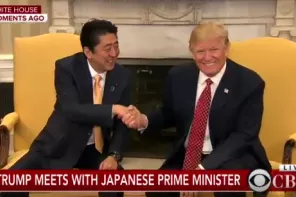 Trump’s Embarrassing Handshake With Japan’s Prime Minister Is A Cringe-Inducing Nightmare (VIDEO)