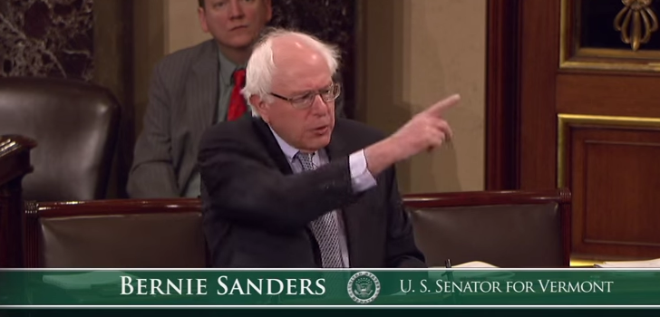 Senator Bernie Sanders on the floor of the Senate