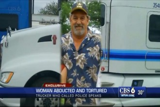 Hero trucker Kevin Kimmel is credited with saving the life of a woman who had been abducted as a sex slave.