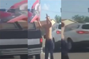 Watch: This Latino Man RIPS The Confederate Flag Off A Racist Teabagger’s Truck While In Traffic