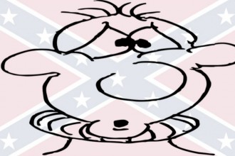 Confederate Flag Moron  via PixaBay: https://pixabay.com/en/comic-face-man-embarrassed-head-154301/ and https://pixabay.com/en/flag-red-blue-stars-navy-36421/