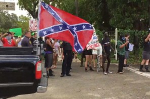 ‘Not-Racist’ Confederate Flag Lovers Threaten Black Lives Matter Protesters With Guns And Knives (VIDEO)