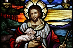 Jesus the Good Shepherd via Wikimedia Commons (https://commons.wikimedia.org/wiki/File:StJohnsAshfield_StainedGlass_GoodShepherd_Portrait.jpg)