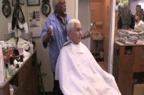 LOL Alert: Barber Cutting Mike Pence’s Hair In Swing State Has No Clue Who He Is (VIDEO)