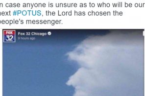 Trumps Says Who! Lawyer Sees Donalds Face In A Cloud, Claims Its Gods Endorsement (IMAGE)